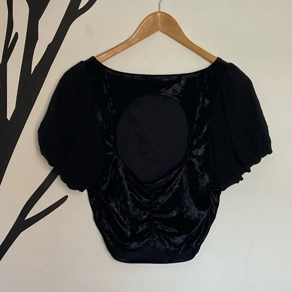 Free People Midnight Mood black velvet crop top - Picture 8 of 12
